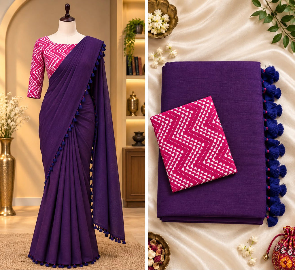 Khadi Cotton Saree with Blouse 6