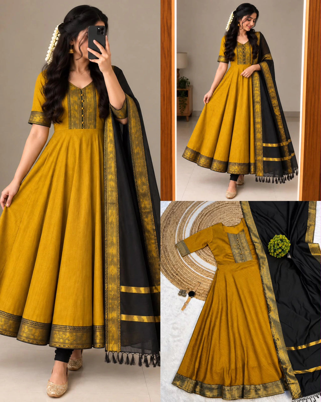 Silk Cotton Anarkali Set 1