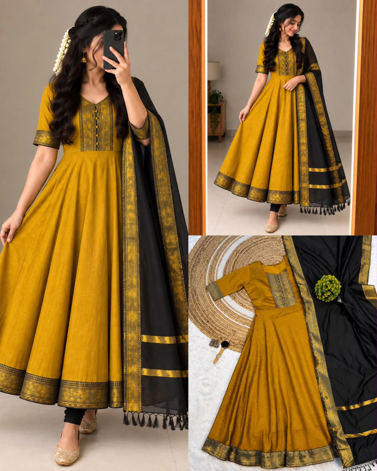 Silk Cotton Anarkali Set 1
