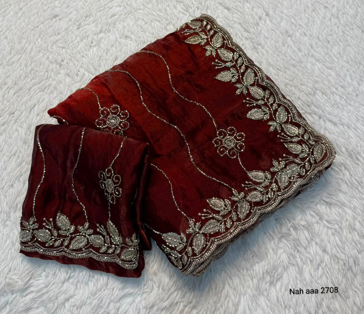 Fancy Space Silk Saree with Sequin Embroidery & C Pallu 7