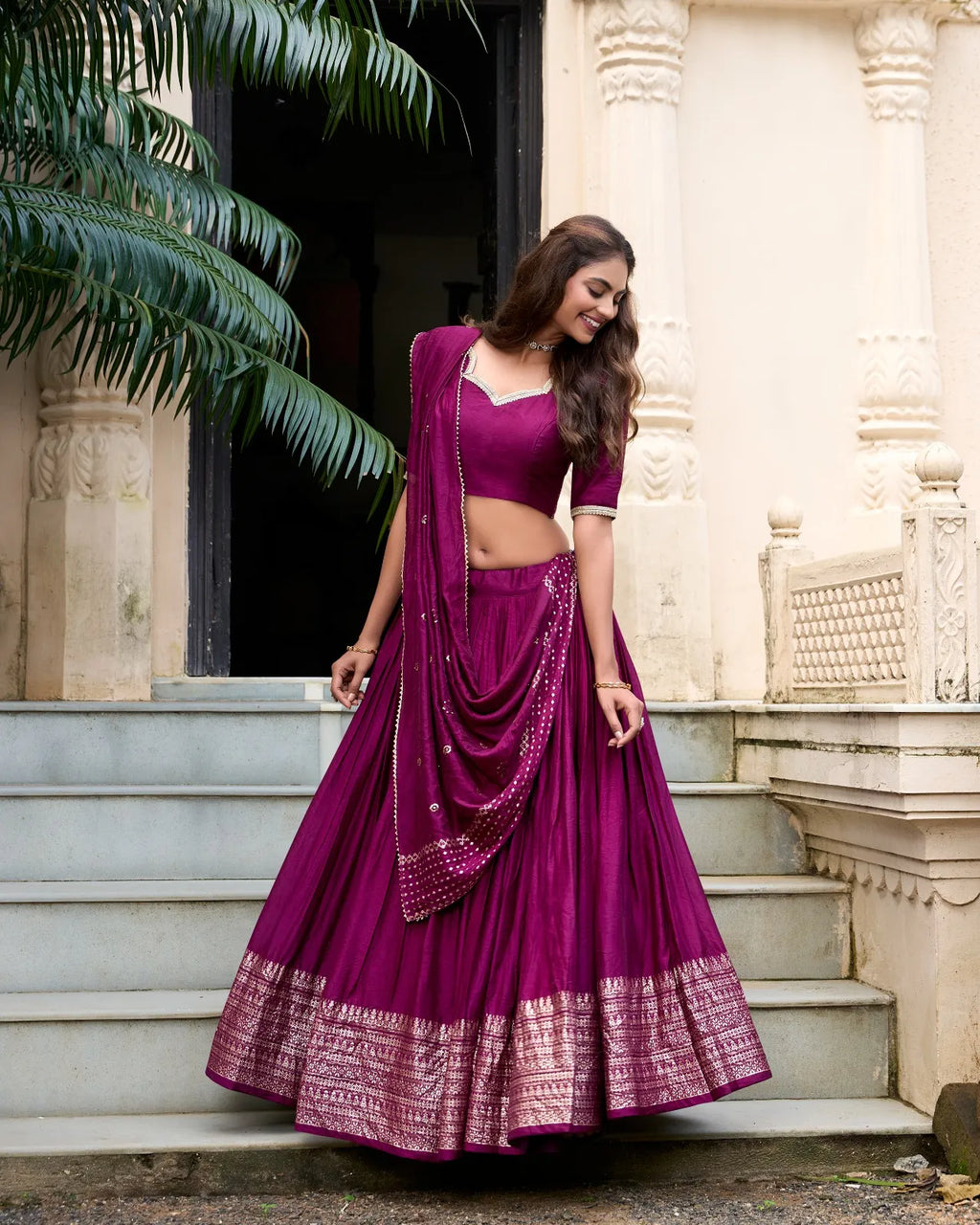 Pure Chanderi Work Lehenga Set 9
