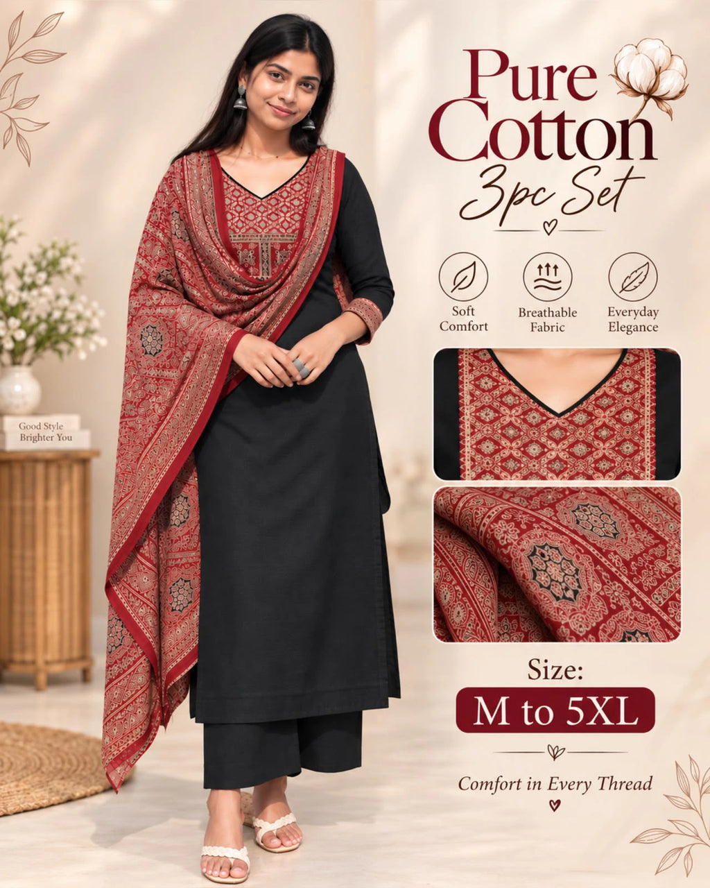 Cotton Ajrakh Print Kurta Set 8