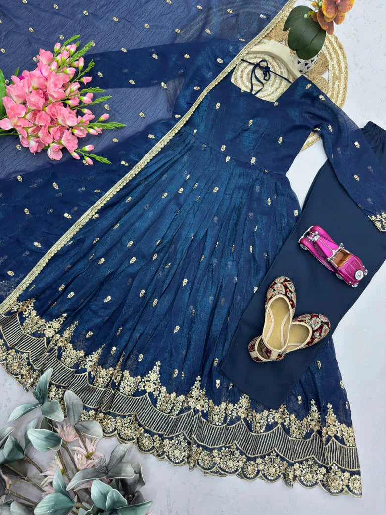 Silk Embroidered Gown 6