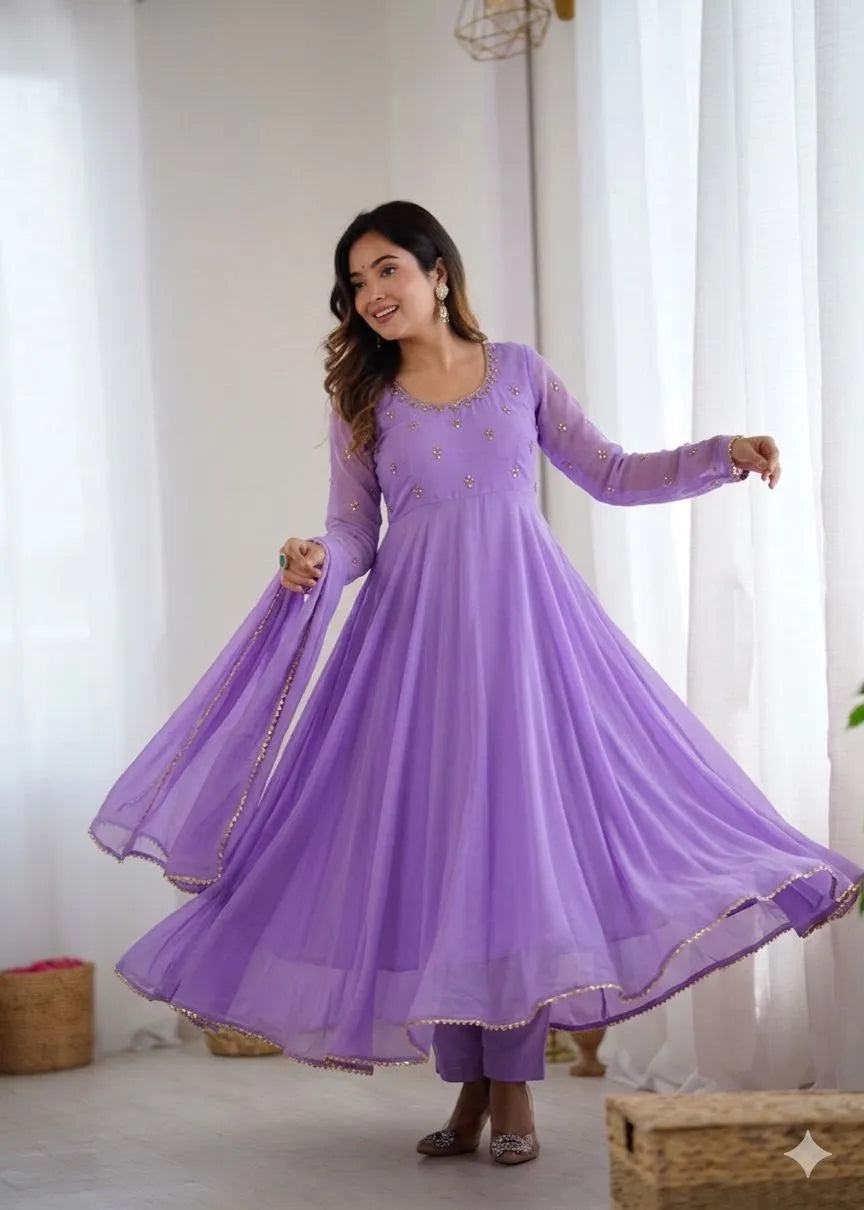 👑🌸Premium Georgette Minnale Anarkali Set With Bottom & Dupatta🌸👑 1