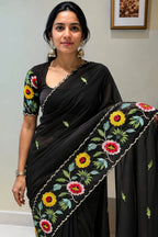 Georgette Embroidered Saree 1