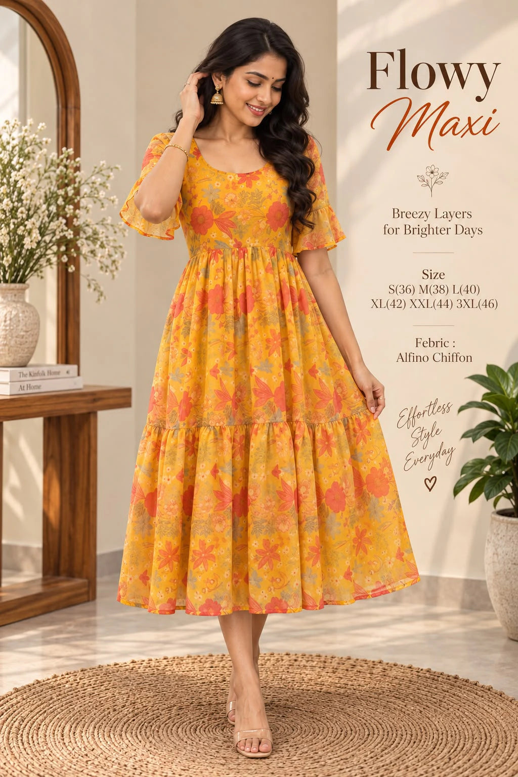 Alfino Chiffon Floral Maxi Dress 9