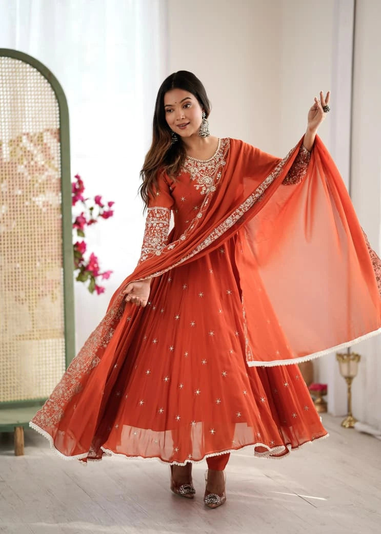 ❤️❤️Premium Sequence Designer Anarkali Three Piece Set😍😍 6