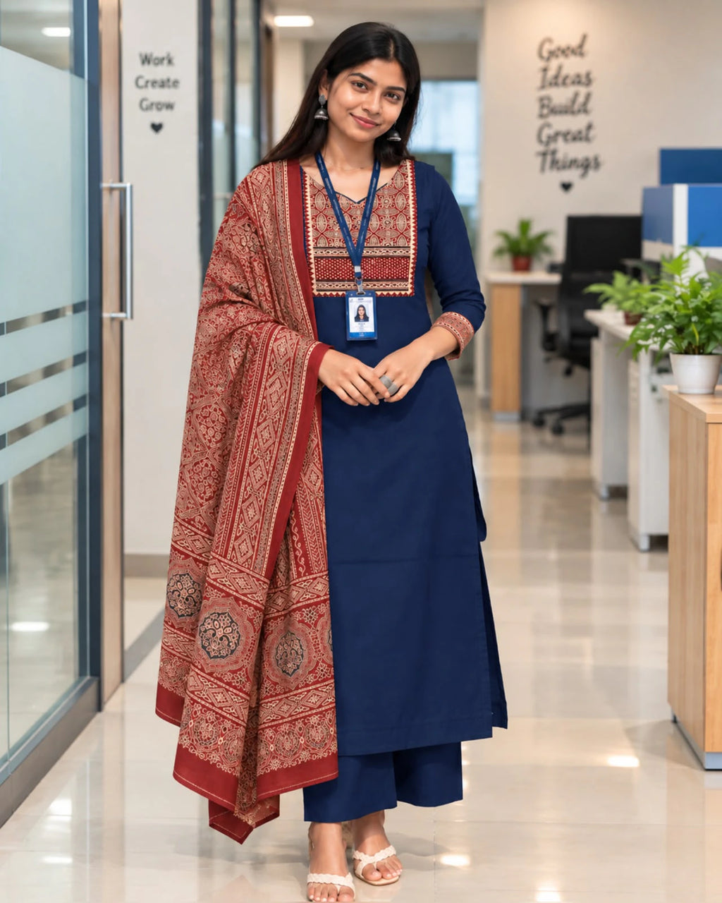 Cotton Ajrakh Print Kurta Set 5