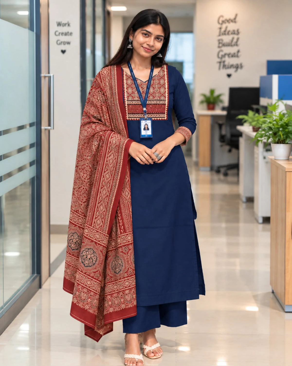 Cotton Ajrakh Print Kurta Set 5