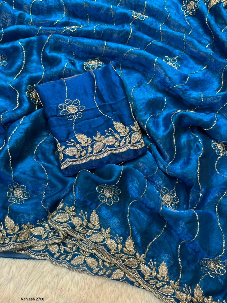 Fancy Space Silk Saree with Sequin Embroidery & C Pallu 9