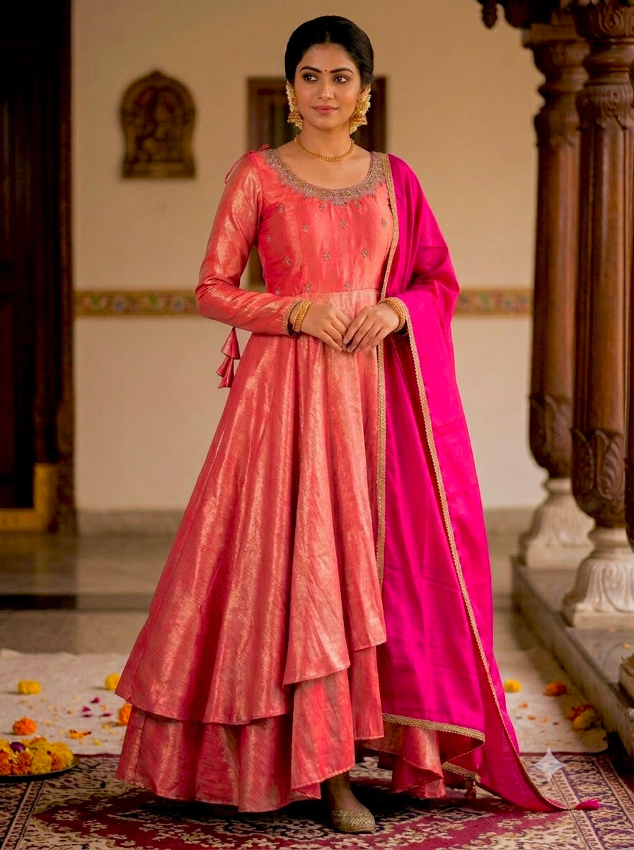 Sindoor Tissue Silk Gown 4