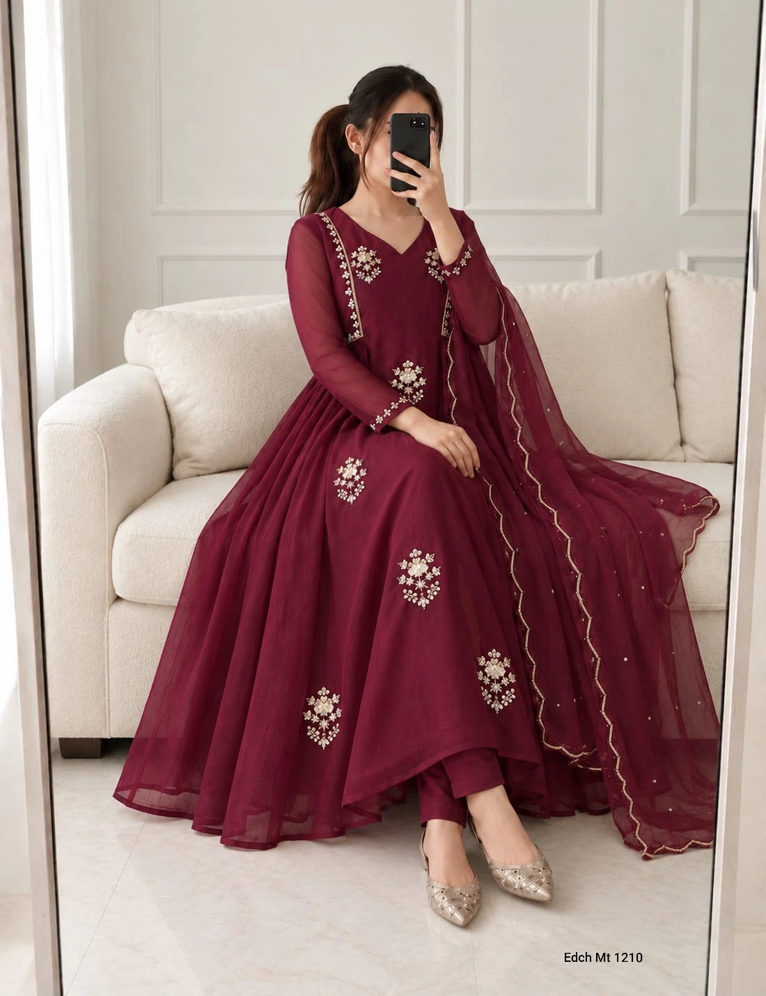 Mul Chanderi Anarkali Kurti Set 3