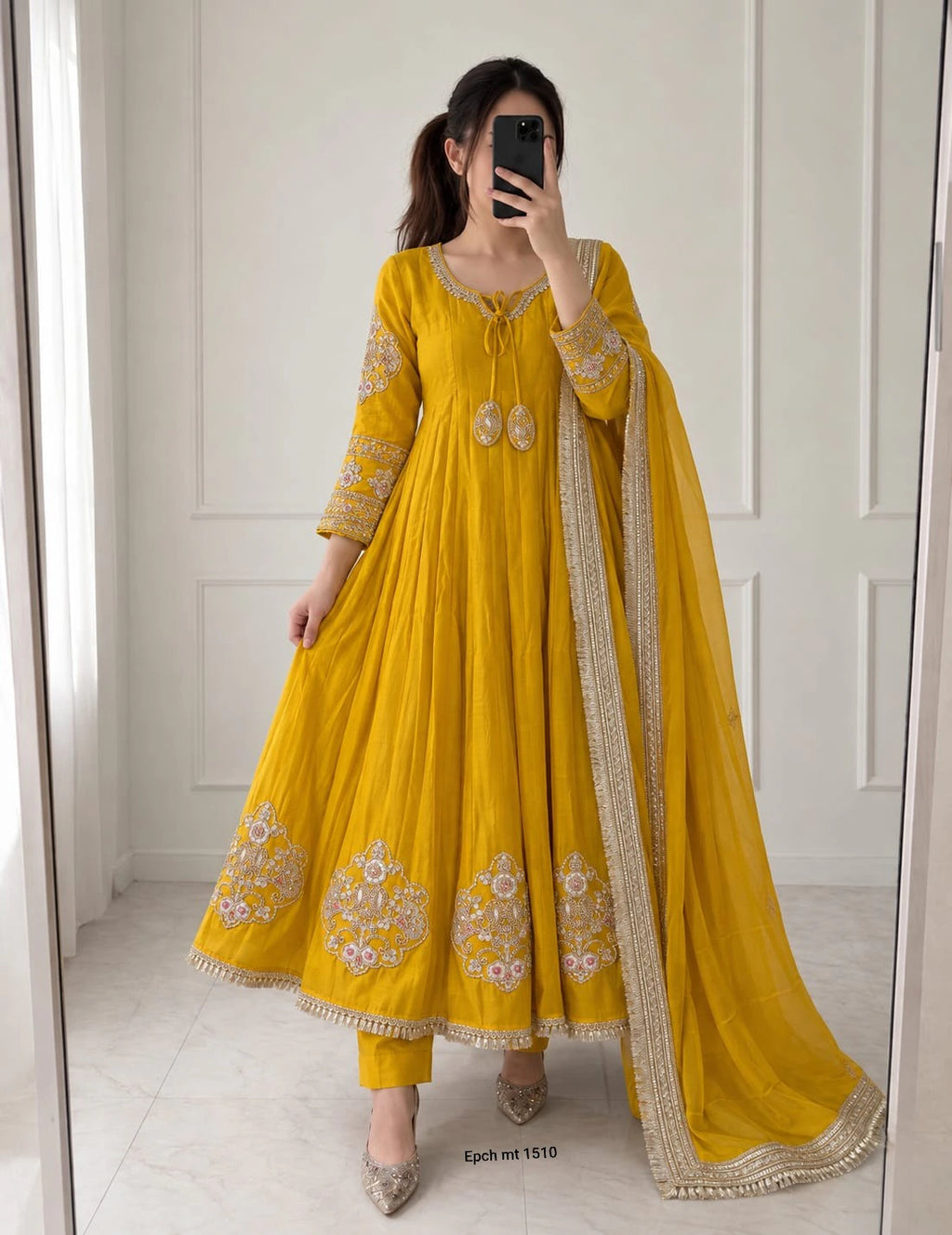 Mul Chanderi Anarkali Gown Set 1