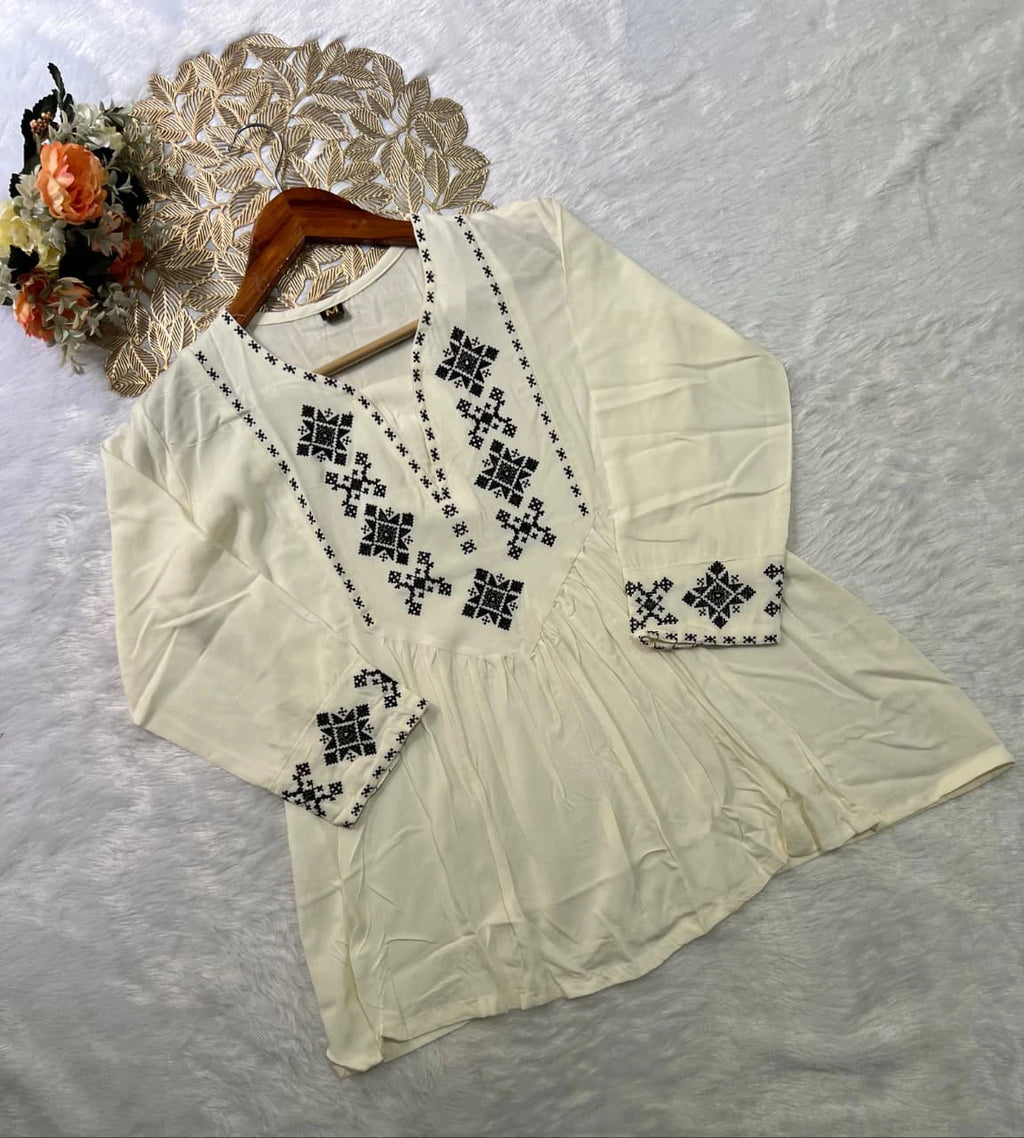 Designer Rayon Tunic with Cross-stitch Embroidery 9