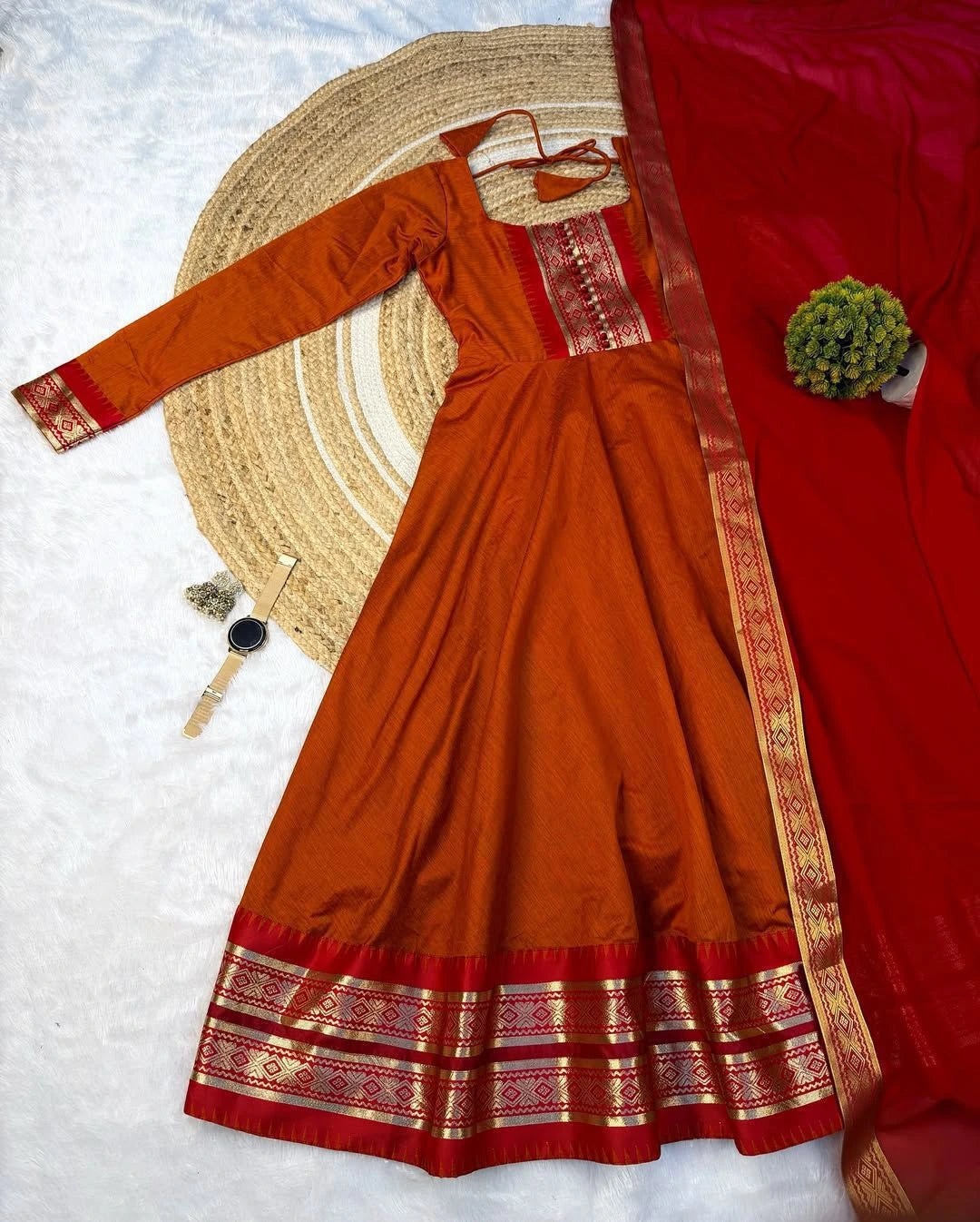 Pure Silk cotton Anarkali with dupatta 7
