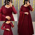 💜💜Premium Faux Georgette Gown With Embroidery Dupatta😍😍 1