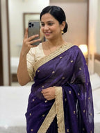 🤩💗Insta Viral Space Silk Saree Multi Sequence Full Worked With Contrast Blouse💗🤩 5
