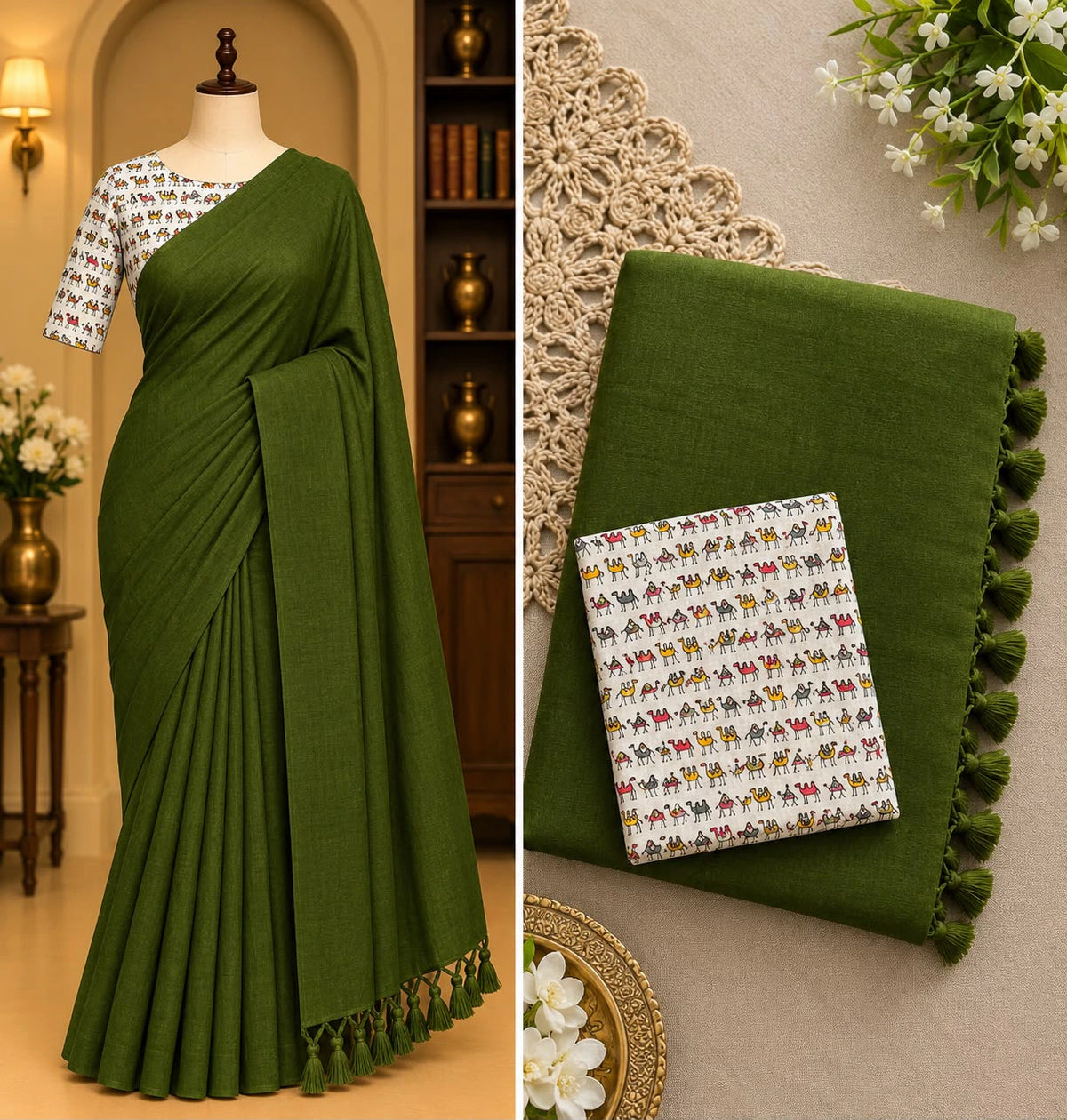 Khadi Cotton Saree with Blouse 8