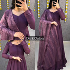 💜💜Premium Faux Georgette Gown With Embroidery Dupatta😍😍 5