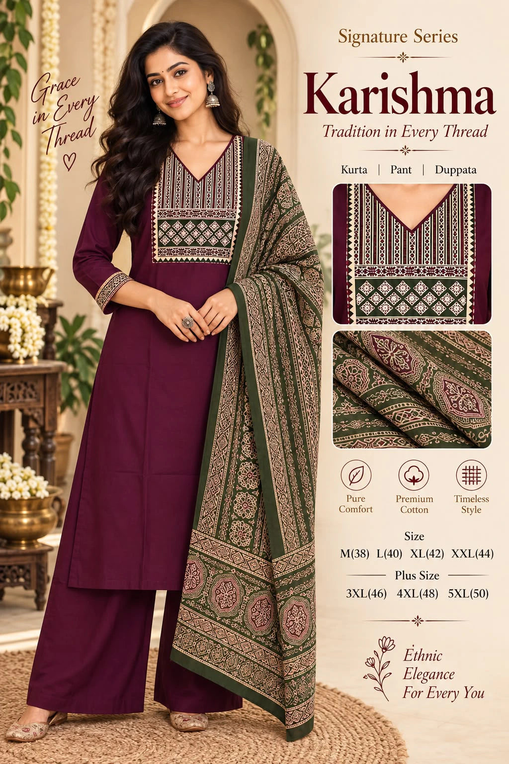 Cotton Ajrakh Print Kurta Set 7