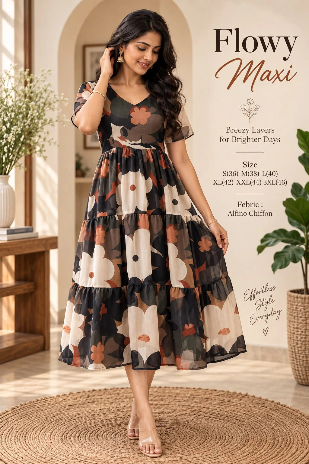 Alfino Chiffon Floral Maxi Dress 1
