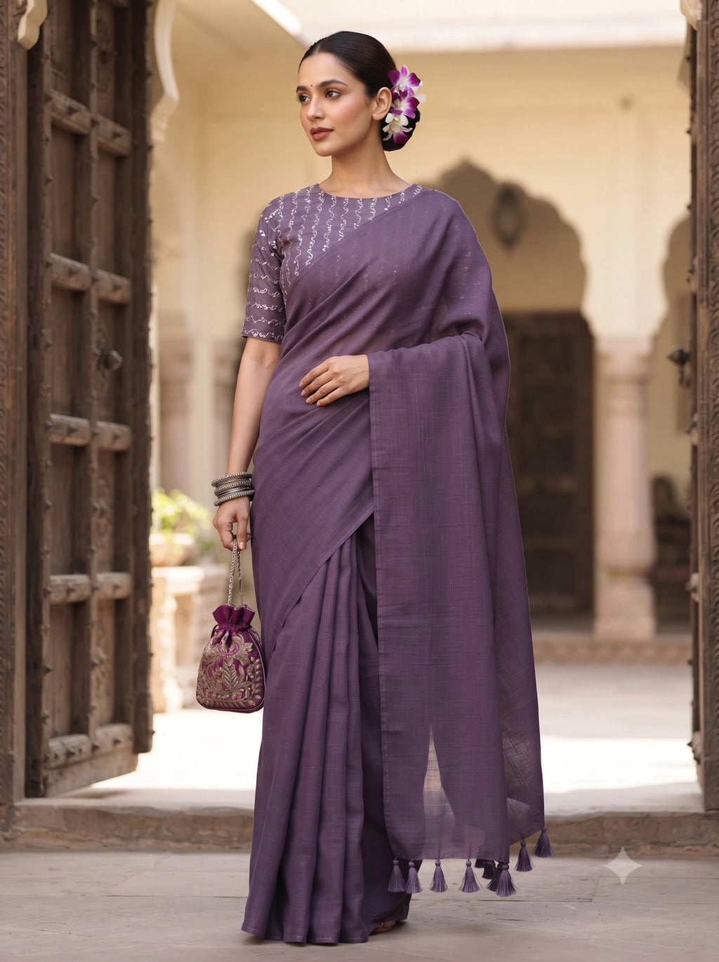 Elegant George Saree with Matching Blouse 10