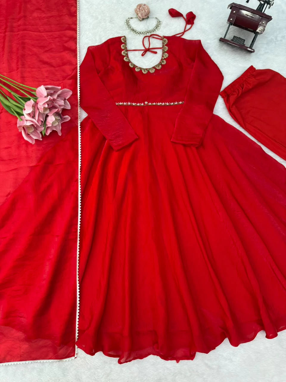 Fendi Silk Anarkali Set 7
