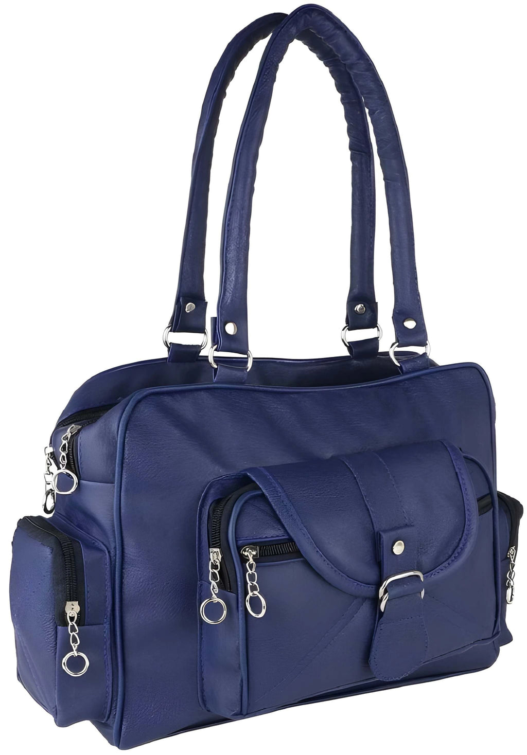 Women's Handbag with Golden Accessories & Fur Charm | Perfect for Work, Shopping & Parties 1