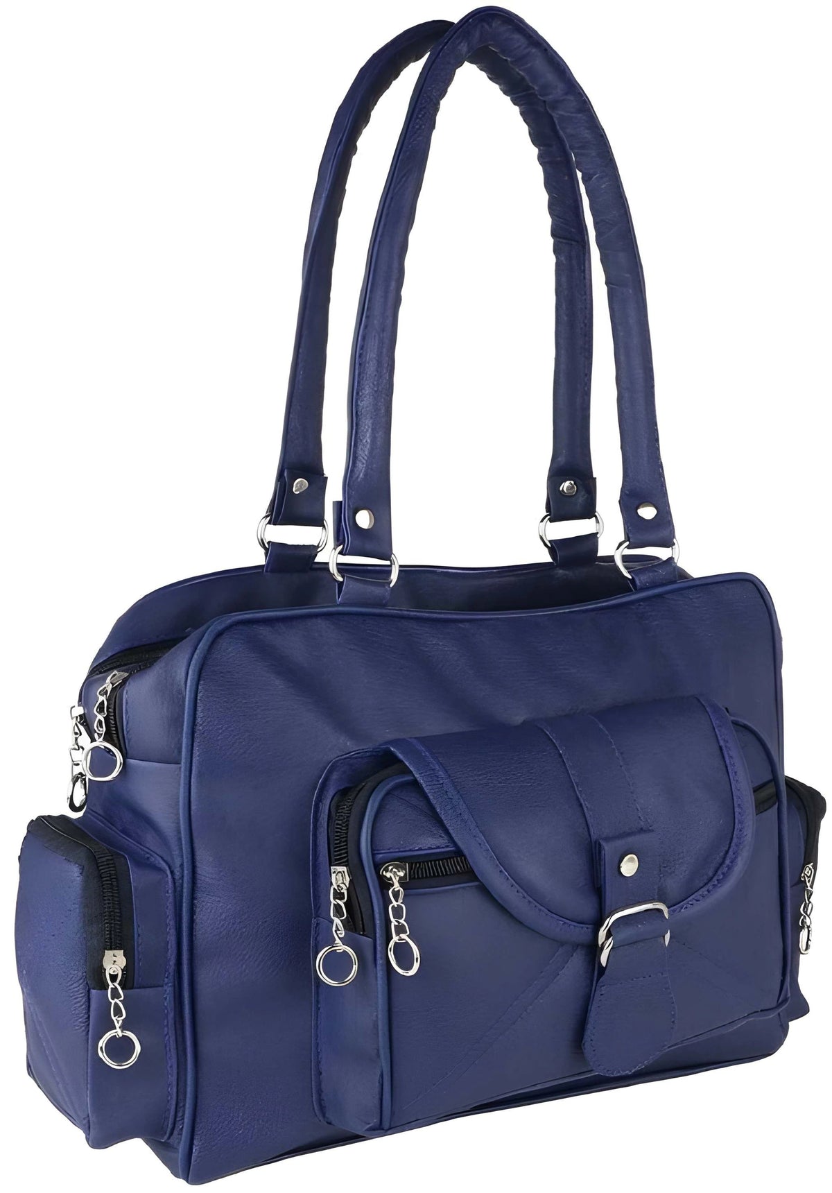 Women's Handbag with Golden Accessories & Fur Charm | Perfect for Work, Shopping & Parties 1