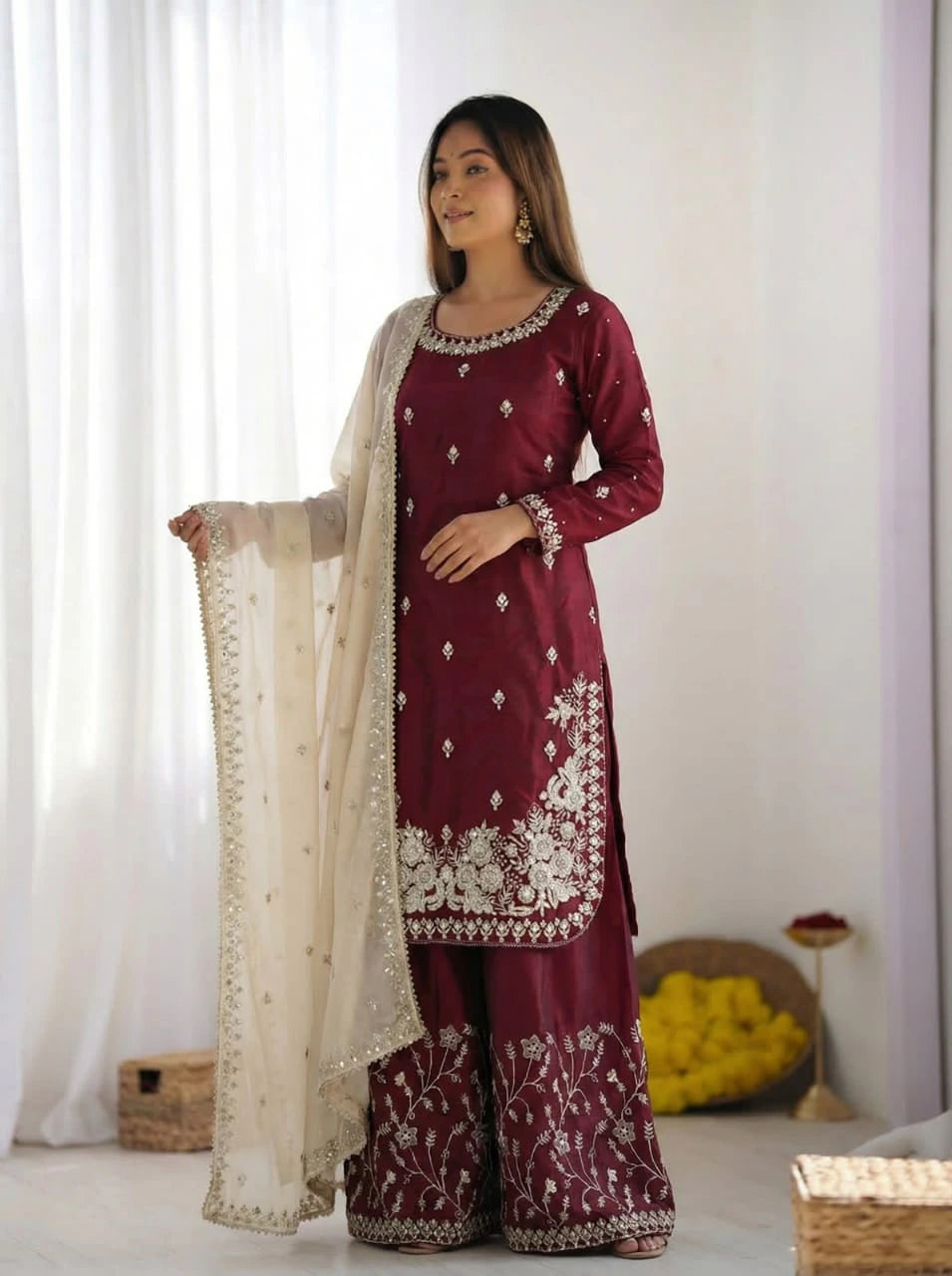 Silk Embroidered Kurta Set 2