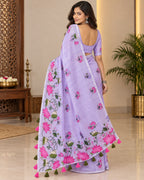 Linen Printed Saree with Blouse 3