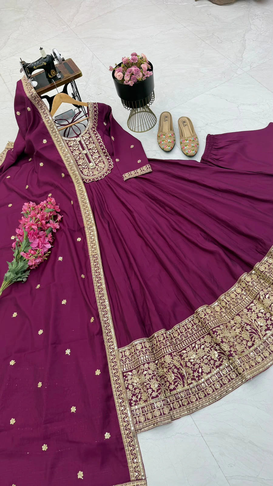 Roman Silk Anarkali Set 9