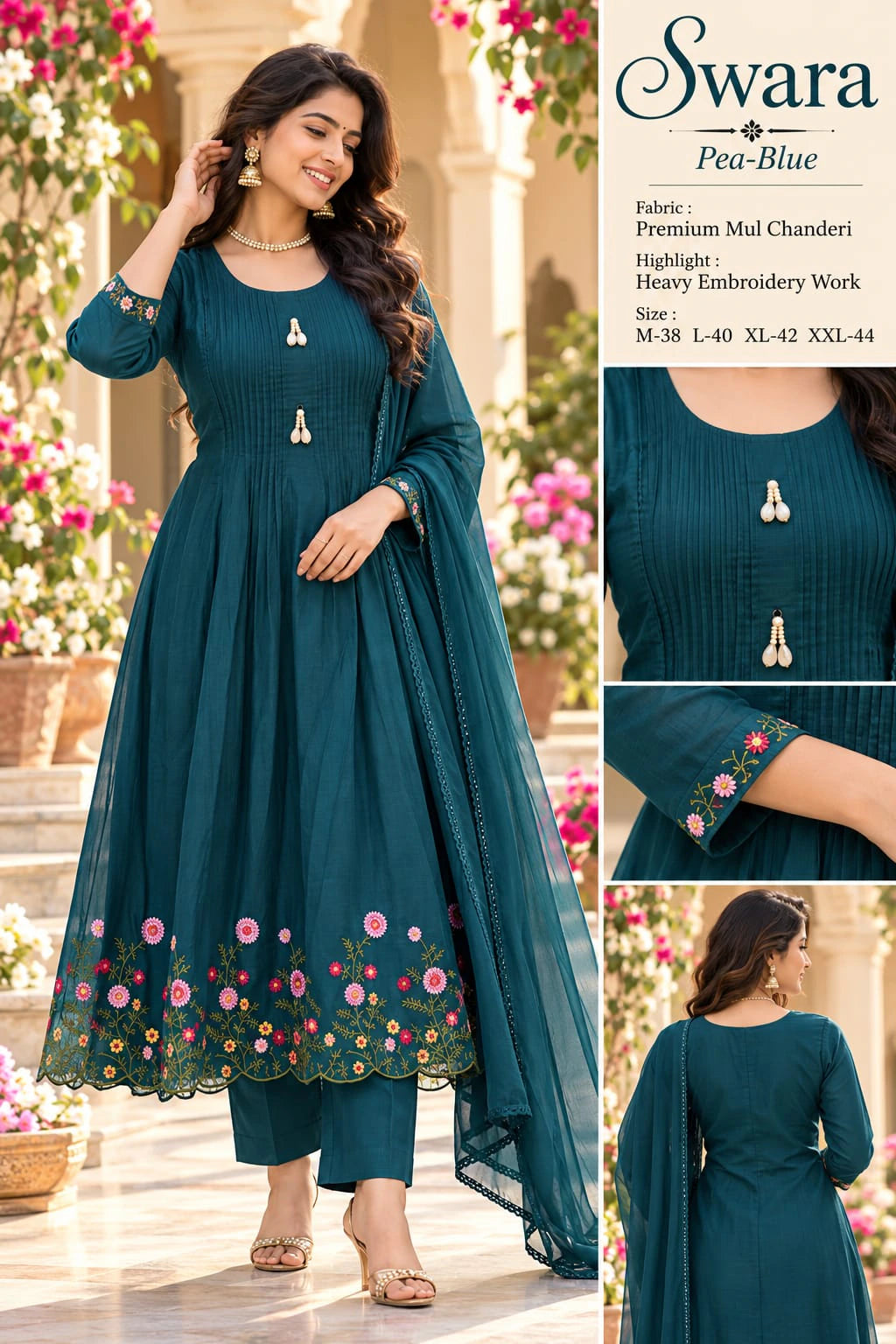 Mul Chanderi Kurta Set with Dupatta 2