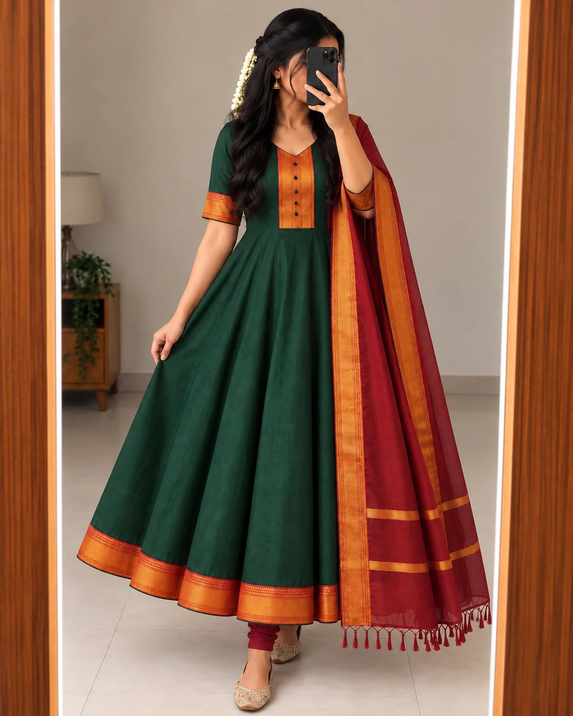 Silk Cotton Anarkali Set 8