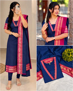 Silk Cotton Kurti Set with Dupatta 8