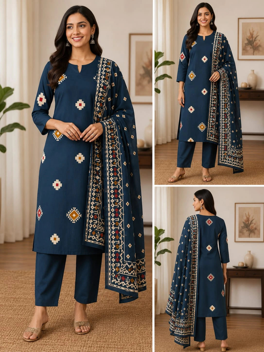 Women's Cotton 3-Piece Kurti Set 2