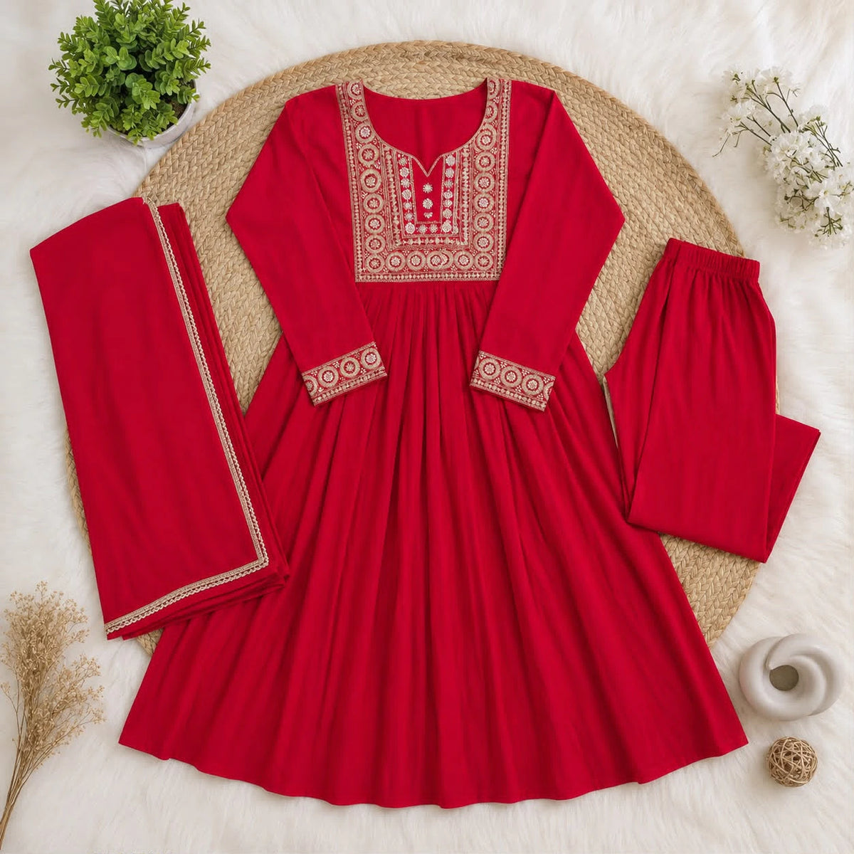 Mehrab Designer Anarkali Suit Set with Gold Embroidery 7
