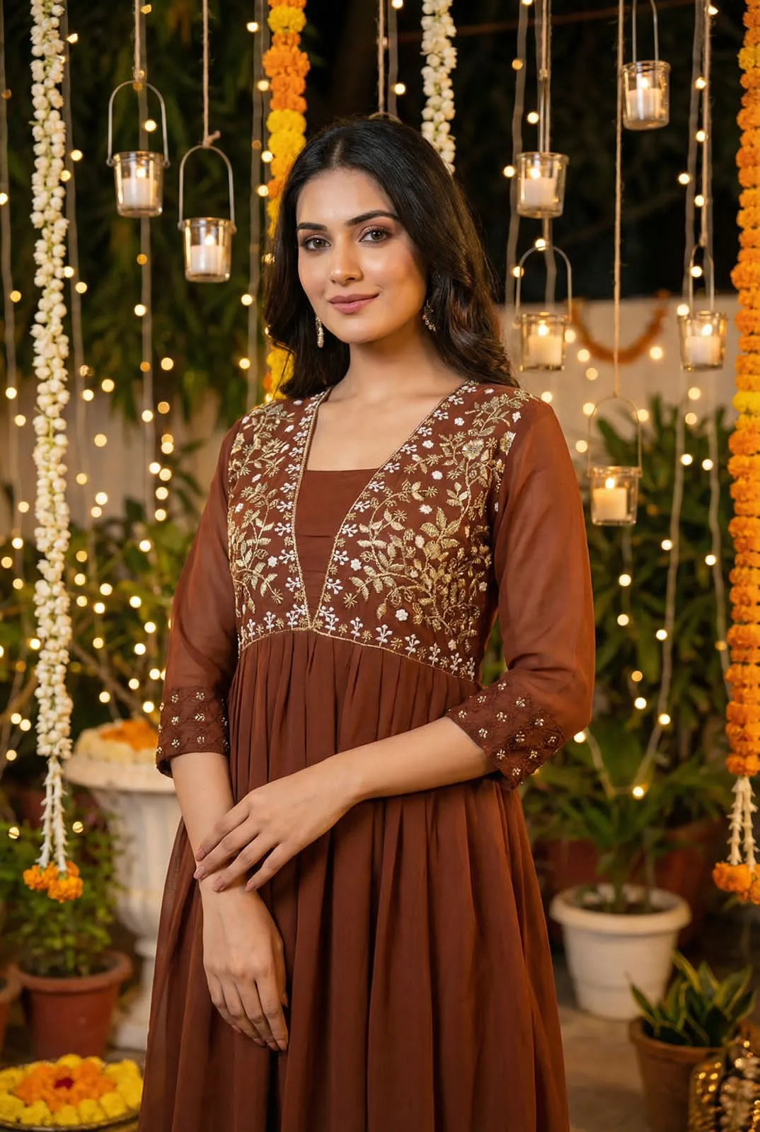 Ready to wear gown with embroidery and hand work 5