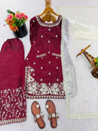 Silk Embroidered Kurta Set 4