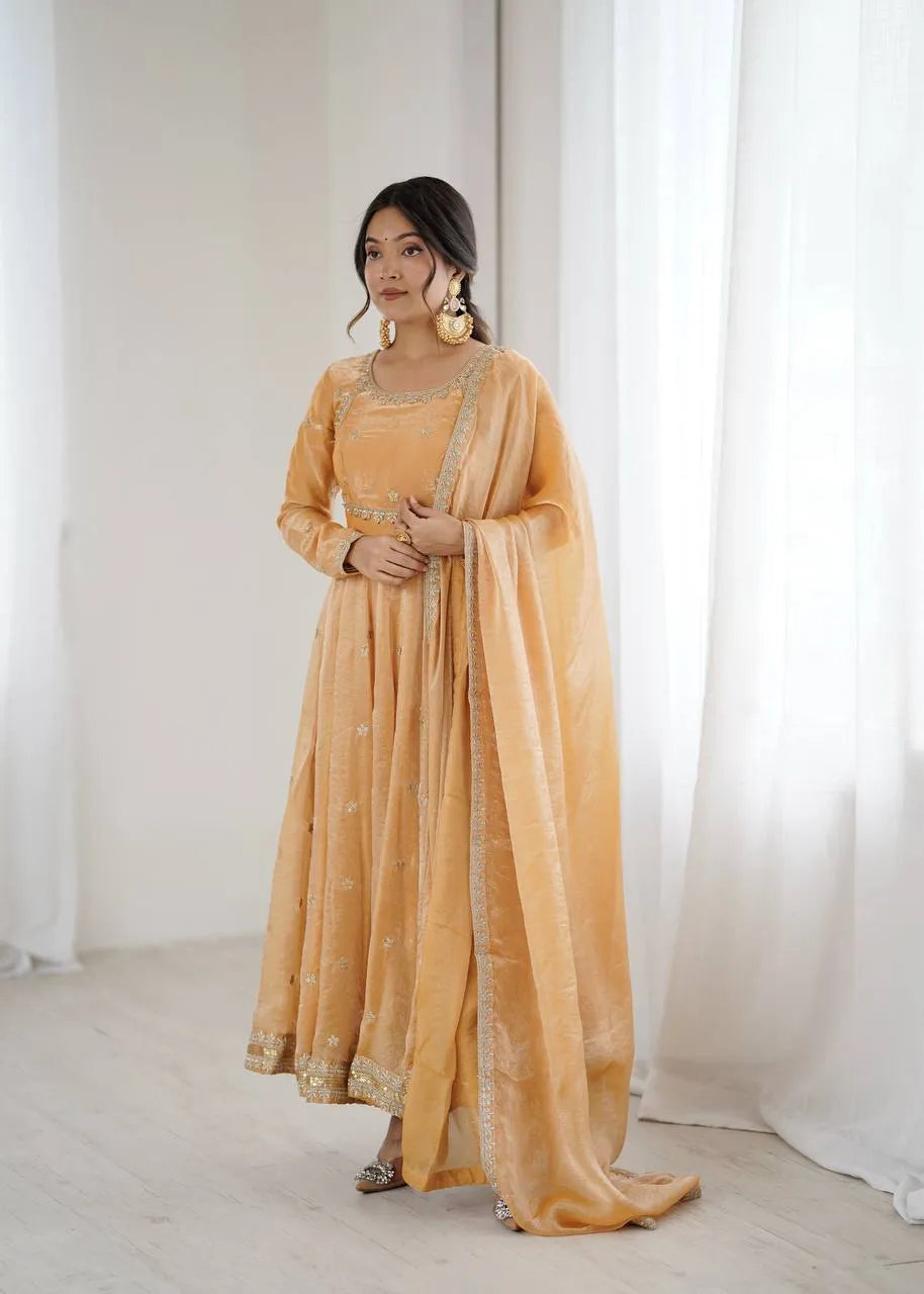 Fandy Silk Gown With Dupatta 6