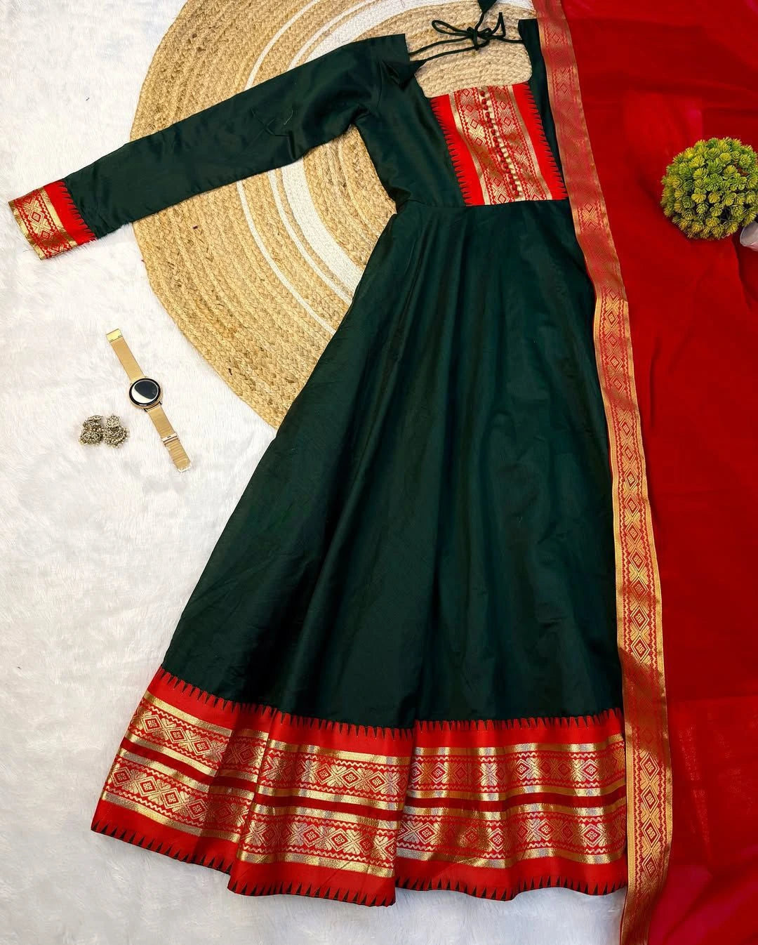 Pure Silk cotton Anarkali with dupatta 9