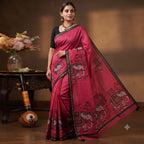Soft Cotton Linen Saree with Elephant Print 8