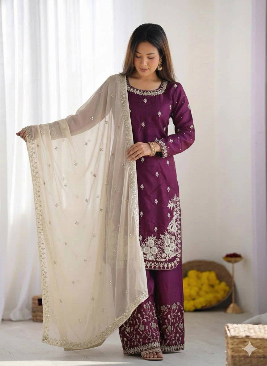Silk Embroidered Kurta Set 8