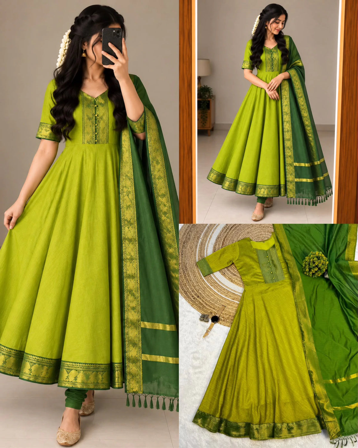 Silk Cotton Anarkali Set 4