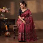 Soft Cotton Linen Saree with Elephant Print 1