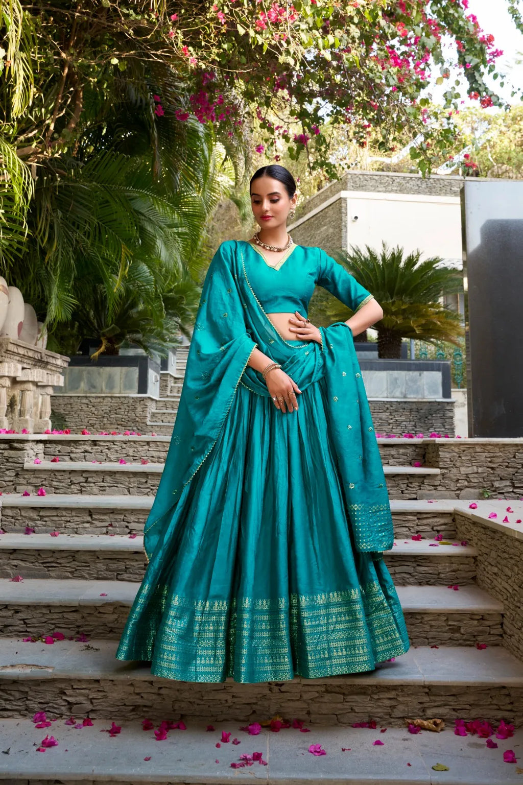 Pure Chanderi Work Lehenga Set 10