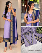 Silk Cotton Kurti Set with Dupatta 4