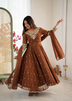 ❤️❤️Premium Sequence Designer Anarkali Three Piece Set😍😍 5