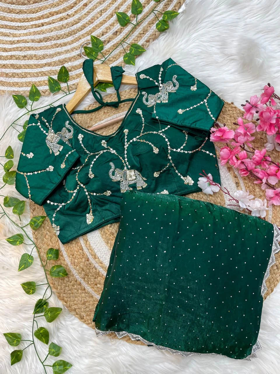 Satin Silk Saree with Blouse 5