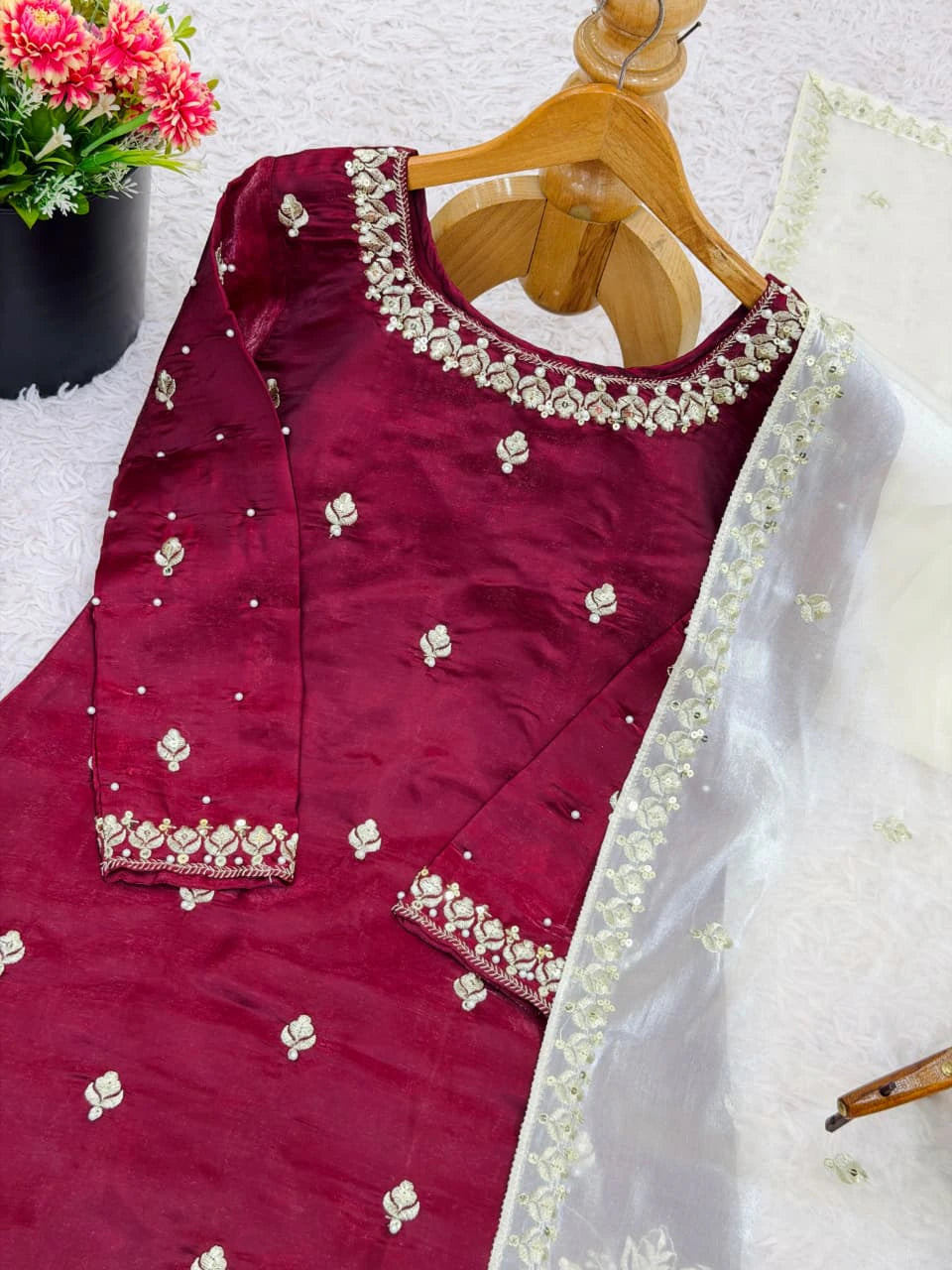 Silk Embroidered Kurta Set 6